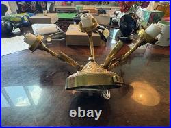 French Brass Antique Light With French Cristal Roses VERY RARE FIND