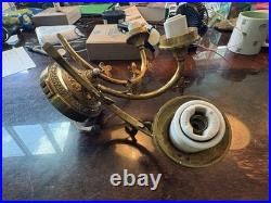 French Brass Antique Light With French Cristal Roses VERY RARE FIND