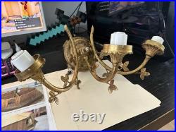 French Brass Antique Light With French Cristal Roses VERY RARE FIND