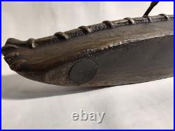 Frog Paddling A Canoe Statue. Very Rare. Bronze Or Brass. Heavy