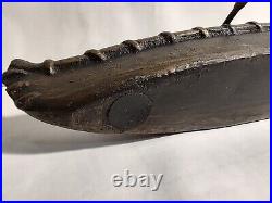 Frog Paddling A Canoe Statue. Very Rare. Bronze Or Brass. Heavy