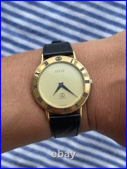 GENUINE GUCCI 3000M LUXURY WATCH VINTAGE GOLDEN DIAL SWISS 90s VERY RARE