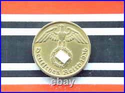 GERMAN 10 REICHSPFENNIG 1936 G SWASTIKA BRASS Coin WW2 + VERY RARE + Rpf Pfennig