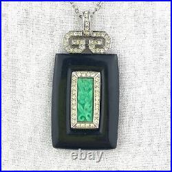 GIVENCHY necklace faux jade and onyx diamond vintage 1978 never worn very RARE