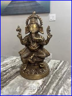 Ganesh Vintage Brass Statue Very Rare Vintage Approx 14