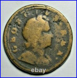 George I contemporary counterfeit halfpenny 1724, cast in brass, very rare