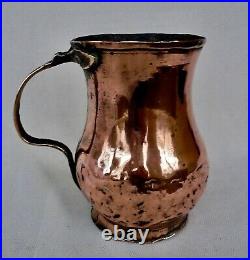 Georgian Antique Copper Tankard With Dovetailed Brass Handle Very Rare