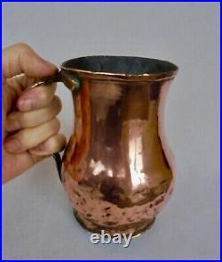 Georgian Antique Copper Tankard With Dovetailed Brass Handle Very Rare