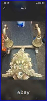 Gothic style brass saw an and green man bath faucet very rare