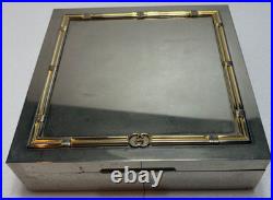 Gucci VINTAGE70s VERY RARE Humidor Cigar Box Bamboo motif Silver Brass Plated