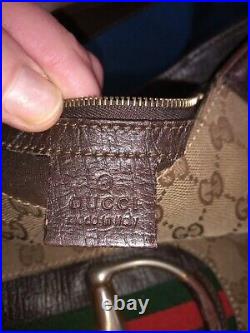Gucci beautiful Vintage GG Leather Canvas Horsebit Shoulder Bag Very rare