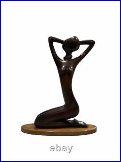 Hagenauer Werkstätte Wien Statue Wood Brass 1950 Very Rare Authentic Vintage