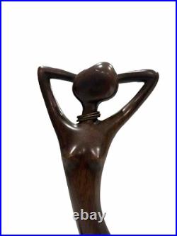Hagenauer Werkstätte Wien Statue Wood Brass 1950 Very Rare Authentic Vintage