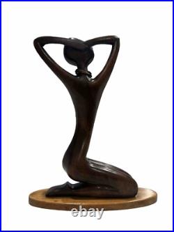 Hagenauer Werkstätte Wien Statue Wood Brass 1950 Very Rare Authentic Vintage
