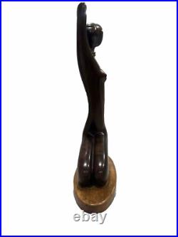 Hagenauer Werkstätte Wien Statue Wood Brass 1950 Very Rare Authentic Vintage