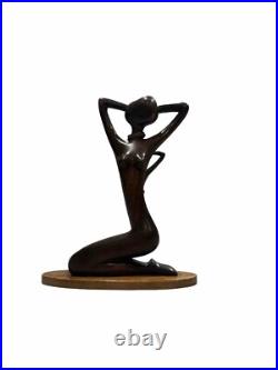 Hagenauer Werkstätte Wien Statue Wood Brass 1950 Very Rare Authentic Vintage