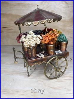 Hand Made Copper Brass Bronze Flower Cart By C. Hess 1977 Vintage Very Rare