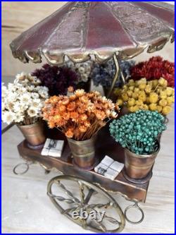 Hand Made Copper Brass Bronze Flower Cart By C. Hess 1977 Vintage Very Rare