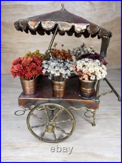 Hand Made Copper Brass Bronze Flower Cart By C. Hess 1977 Vintage Very Rare