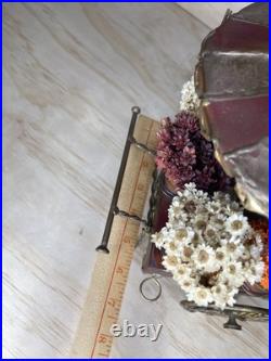 Hand Made Copper Brass Bronze Flower Cart By C. Hess 1977 Vintage Very Rare
