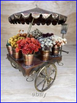 Hand Made Copper Brass Bronze Flower Cart By C. Hess 1977 Vintage Very Rare