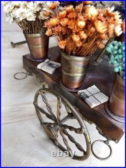 Hand Made Copper Brass Bronze Flower Cart By C. Hess 1977 Vintage Very Rare