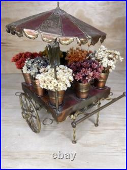 Hand Made Copper Brass Bronze Flower Cart By C. Hess 1977 Vintage Very Rare