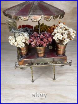 Hand Made Copper Brass Bronze Flower Cart By C. Hess 1977 Vintage Very Rare
