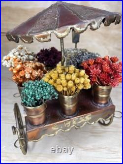 Hand Made Copper Brass Bronze Flower Cart By C. Hess 1977 Vintage Very Rare