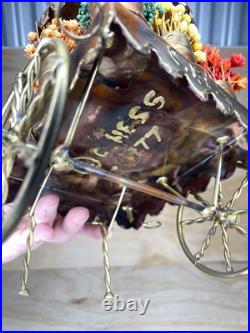Hand Made Copper Brass Bronze Flower Cart By C. Hess 1977 Vintage Very Rare