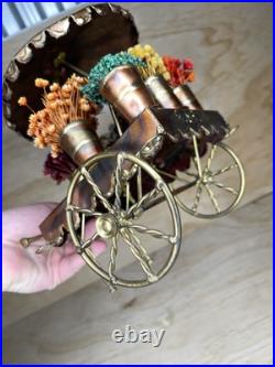 Hand Made Copper Brass Bronze Flower Cart By C. Hess 1977 Vintage Very Rare
