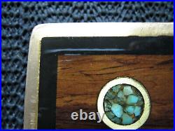 Hippie Turquoise Wood Inlaid Brass Belt Buckle! Vintage! Very Rare! Master Works