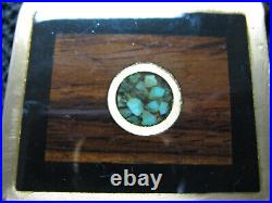 Hippie Turquoise Wood Inlaid Brass Belt Buckle! Vintage! Very Rare! Master Works