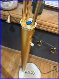 Hollywood Regency MCM Brass/Marble Crystal Arc Chandelier Floor Lamp VERY RARE