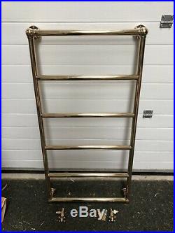 Imperial Bathrooms Brass Antique Gold Heated Towel Radiator & Valves Very Rare