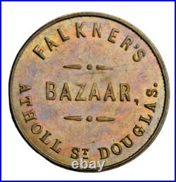 Isle of Man, Douglas, Falkner's Bazaar, brass token c. 1830s, very rare