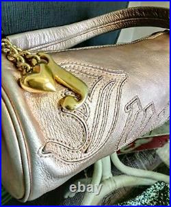 JUICY COUTURE? VERY RAREROSE? GOLDMETALLIC Genuine LeatherBarrel bag