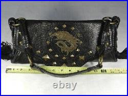 JUST CAVALLI Black Croc Leather DRAGON Studded VINTAGE Shoulder Bag VERY RARE