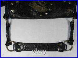 JUST CAVALLI Black Croc Leather DRAGON Studded VINTAGE Shoulder Bag VERY RARE