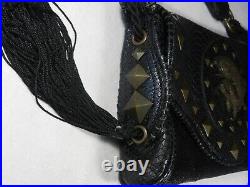 JUST CAVALLI Black Croc Leather DRAGON Studded VINTAGE Shoulder Bag VERY RARE