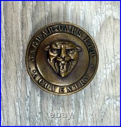 Jaguar Cars LTD Coventry 1950s Brass Belt Buckle Coin Shaped Very Rare