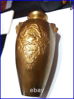 Joe Descomps French brass vase of a Mermaid and Crab- Very rare