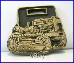 John Deere LINDEMAN Crawler Tractor Anacortes Brass Pocket Watch Fob VERY RARE