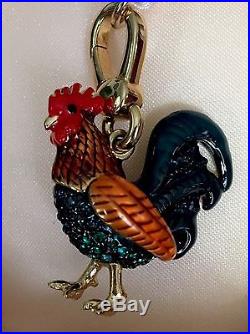 Juicy Couture'Rooster' Pave Crystal & Gold Charm Pendant VERY Rare NWT