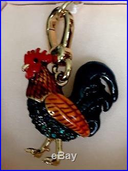 Juicy Couture'Rooster' Pave Crystal & Gold Charm Pendant VERY Rare NWT