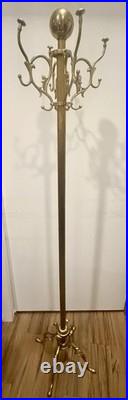 L@@K @ Vintage Ornate Italian Brass Coat Rack RARE Very Good Condition