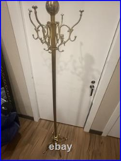 L@@K @ Vintage Ornate Italian Brass Coat Rack RARE Very Good Condition