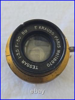 LOOK VERY RARE Zeiss E. Krauss Lens Paris Tessar 13,5/F-50 No. 118870