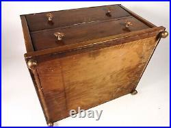 LOOK Vintage Wood Turntable Case Wooden Drawer Brass Legs Nice Knobs VERY RARE