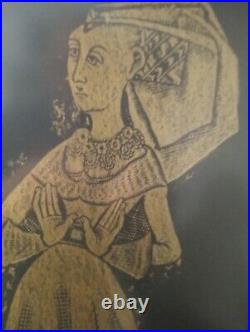 Lady Margaret Peyton Framed Brass Rubbing 22.5 x 36 Very Rare Artwork Excellent